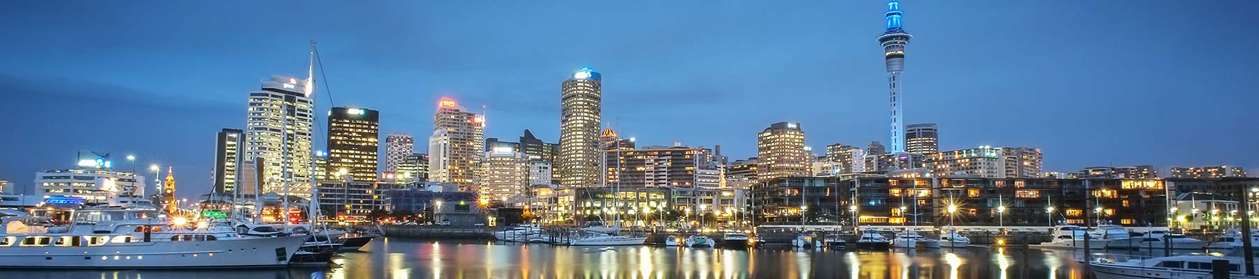 Auckland City Sklying and Harbour at night - Rydges Hotels in New Zealand