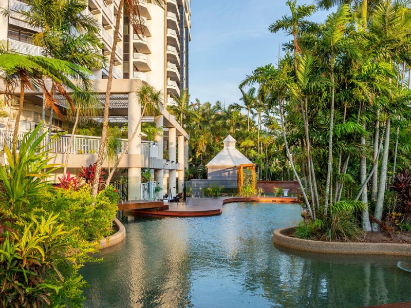 guest swimming pool at Rydges Esplanade Resort Cairns